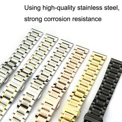 18mm Steel Bracelet Butterfly Buckle Five Beads Unisex Stainless Steel Solid Watch Strap, Color:Silver - Watch Bands by buy2fix | Online Shopping UK | buy2fix