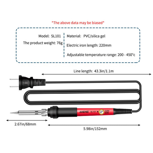 ANENG 60W Adjustable Temperature Electric Soldering Iron Welding Tool, US Plug(SL101) - Electric Soldering Iron by ANENG | Online Shopping UK | buy2fix