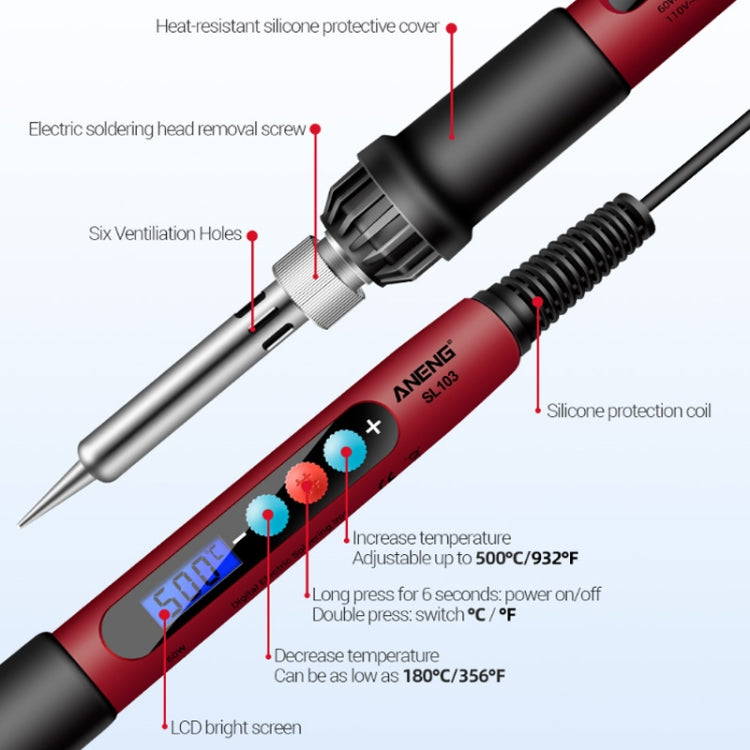 ANENG 60W Adjustable Temperature Electric Soldering Iron Welding Tool, US Plug(SL103) - Electric Soldering Iron by ANENG | Online Shopping UK | buy2fix