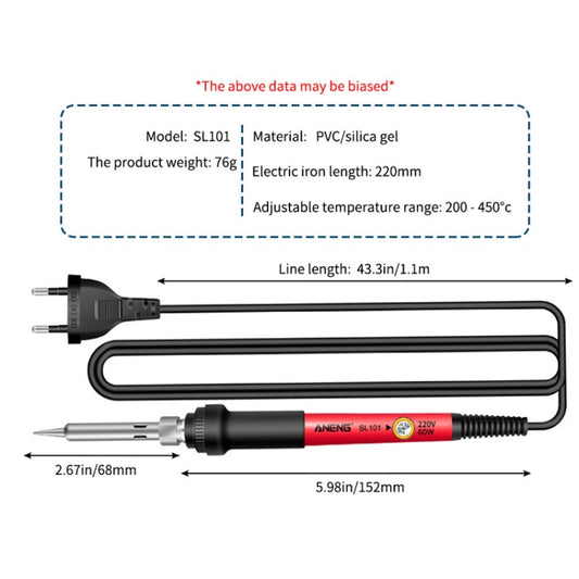 ANENG 60W Adjustable Temperature Electric Soldering Iron Welding Tool, EU Plug(SL101) - Electric Soldering Iron by ANENG | Online Shopping UK | buy2fix