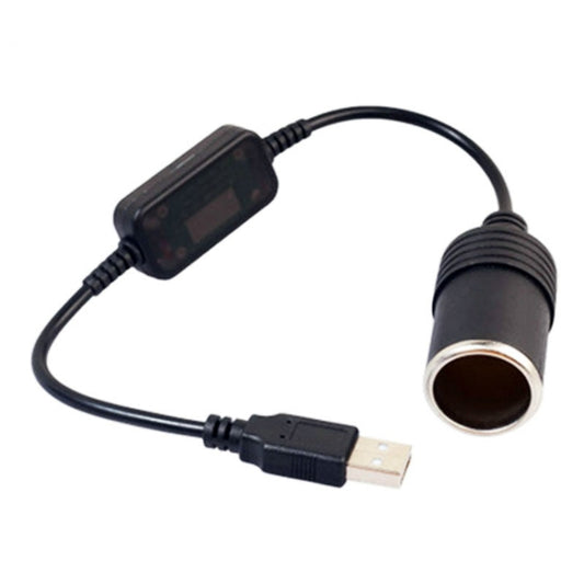 Car Converter Adapter Wired Controller USB to Cigarette Lighter Socket 5V to 12V Boost Power Adapter Cable(Black) - Cigar Socket by buy2fix | Online Shopping UK | buy2fix