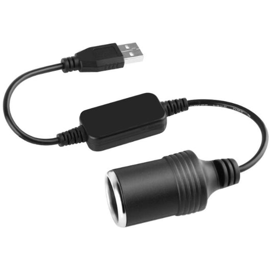 Car Converter Adapter Wired Controller USB to Cigarette Lighter Socket 5V to 12V Boost Power Adapter Cable(Black) - Cigar Socket by buy2fix | Online Shopping UK | buy2fix