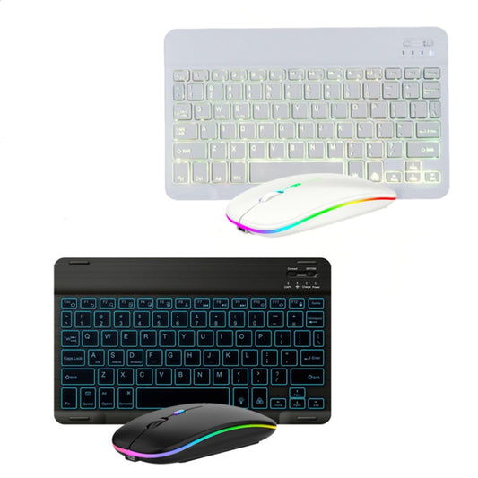 10 Inch RGB Colorful Backlit Bluetooth Keyboard And Mouse Set For Mobile Phone / Tablet(Black) - Wireless Keyboard by buy2fix | Online Shopping UK | buy2fix
