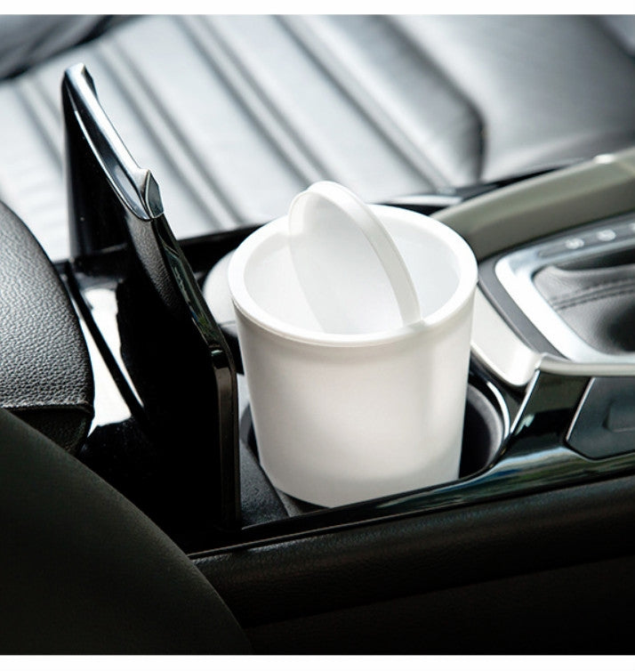 Desktop Plastic Rocker Cover Car Storage Round Barrel Car Tissue Trash Can(White) by buy2fix