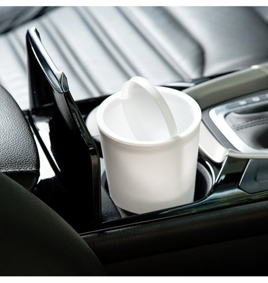 Desktop Plastic Rocker Cover Car Storage Round Barrel Car Tissue Trash Can(White) by buy2fix