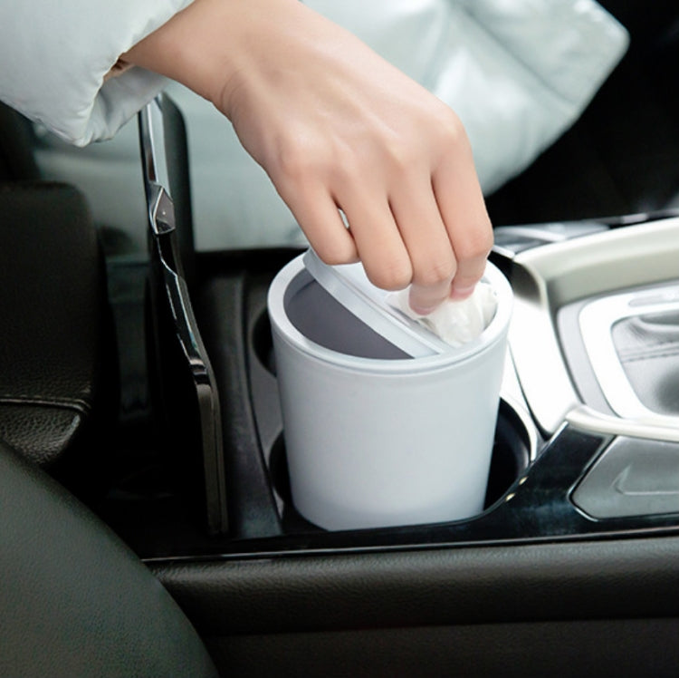 Desktop Plastic Rocker Cover Car Storage Round Barrel Car Tissue Trash Can(White) by buy2fix