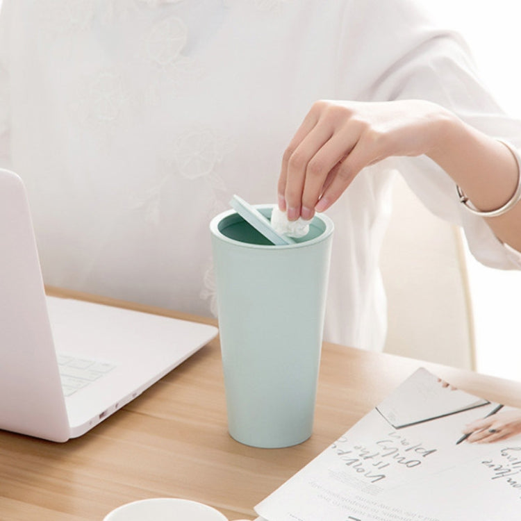 Desktop Plastic Rocker Cover Car Storage Round Barrel Car Tissue Trash Can(White) by buy2fix