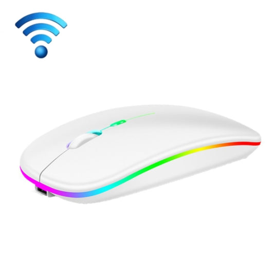 3 Keys RGB Backlit Silent Bluetooth Wireless Dual Mode Mouse(White) by buy2fix