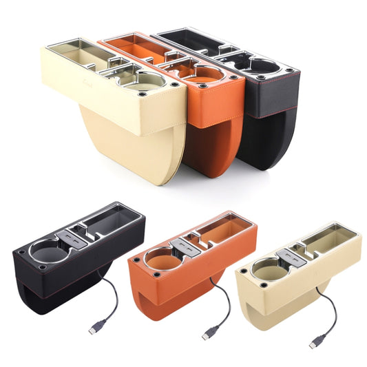 SUSISUN SNH010 Car Seat Gap Storage Box, Style:Positive Drive USB Charging(Brown) - Stowing Tidying by SUSISUN | Online Shopping UK | buy2fix