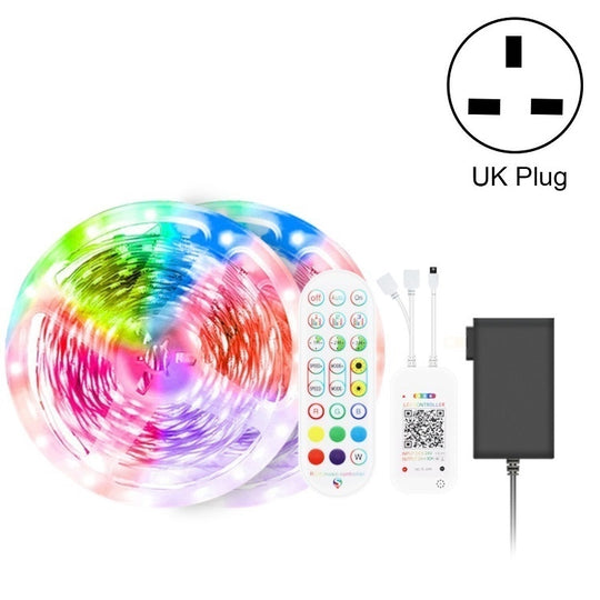 15M 450 LEDs Bluetooth Suit Smart Music Sound Control Light Strip Waterproof 5050 RGB Colorful Atmosphere LED Light Strip With 24-Keys Remote Control(UK Plug)