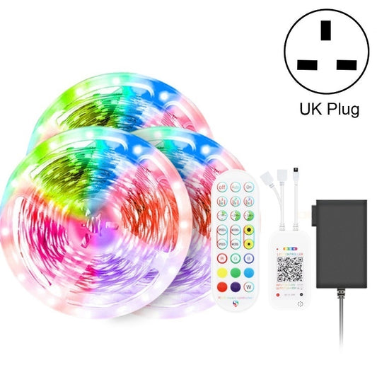 30M 540 LEDs Bluetooth Suit Smart Music Sound Control Light Strip Waterproof 5050 RGB Colorful Atmosphere LED Light Strip With 24-Keys Remote Control(UK Plug) - Bare Board Light by buy2fix | Online Shopping UK | buy2fix