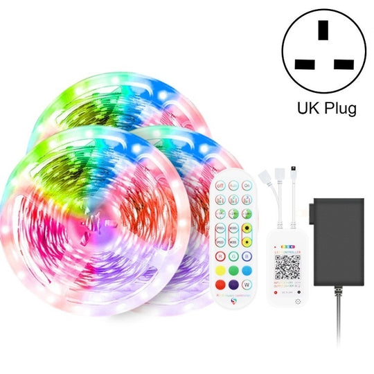 30M 540 LEDs Bluetooth Suit Smart Music Sound Control Light Strip Waterproof 5050 RGB Colorful Atmosphere LED Light Strip With 24-Keys Remote Control(UK Plug)