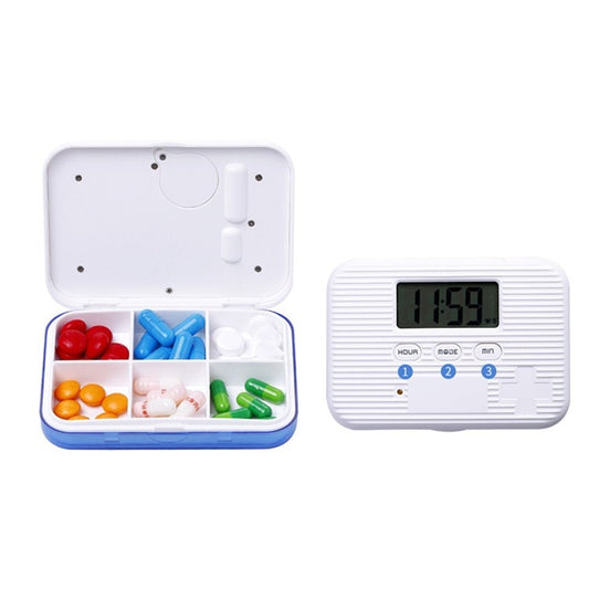 Regular Reminder Compartment Electronic Pill Box 6 Grid Electronic Version Mini Sealed Pill Box(Blue) - Pill Boxes by buy2fix | Online Shopping UK | buy2fix