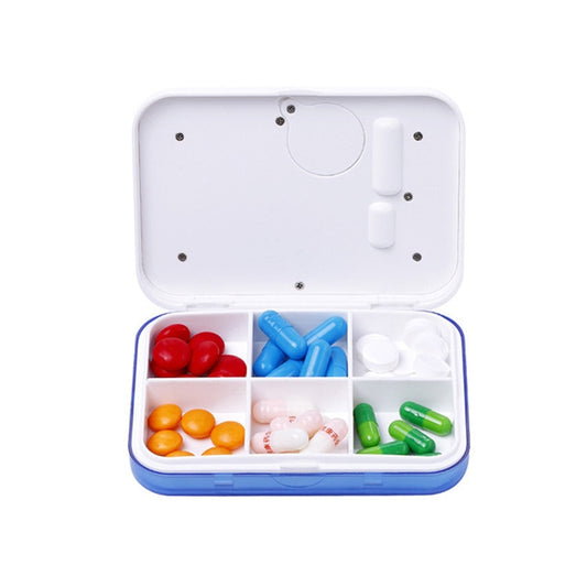 Regular Reminder Compartment Electronic Pill Box 6 Grid Electronic Version Mini Sealed Pill Box(Blue) - Pill Boxes by buy2fix | Online Shopping UK | buy2fix