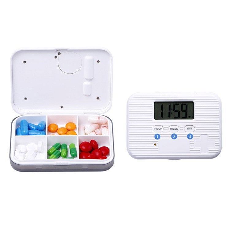 Regular Reminder Compartment Electronic Pill Box 6 Grid Electronic Version Mini Sealed Pill Box(Gray) - Pill Boxes by buy2fix | Online Shopping UK | buy2fix