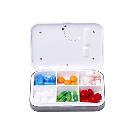 Regular Reminder Compartment Electronic Pill Box 6 Grid Electronic Version Mini Sealed Pill Box(Gray) - Pill Boxes by buy2fix | Online Shopping UK | buy2fix