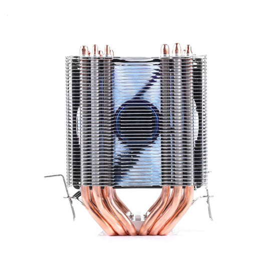 Desktop Computer 6 Copper Tube CPU Radiator Super Quiet Blue Light 3-pin Single Fan by buy2fix