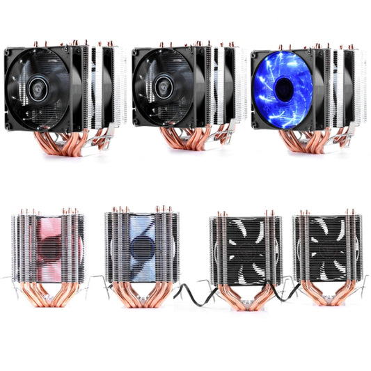 Desktop Computer 6 Copper Tube CPU Radiator Super Quiet Blue Light 3-pin Double Fan by buy2fix