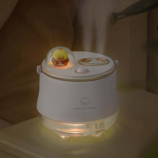 F08 Wired Water Replenishing Double Spray Humidifier LED Night Light Humidifier(White)