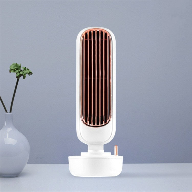 Retro Humidification Tower Fan USB Leafless Fan Water Cooling Spray Humidification Desktop Fan Cooler(White) by buy2fix