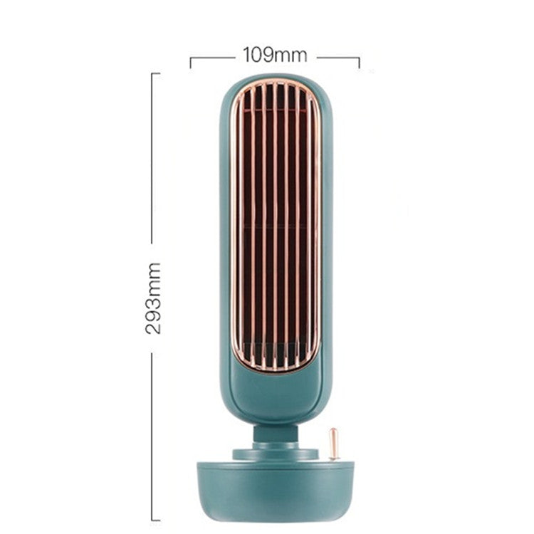 Retro Humidification Tower Fan USB Leafless Fan Water Cooling Spray Humidification Desktop Fan Cooler(White) by buy2fix