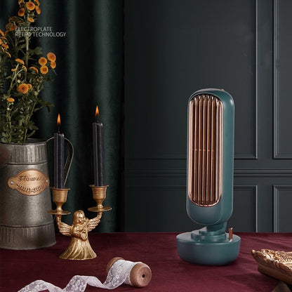 Retro Humidification Tower Fan USB Leafless Fan Water Cooling Spray Humidification Desktop Fan Cooler(White) by buy2fix