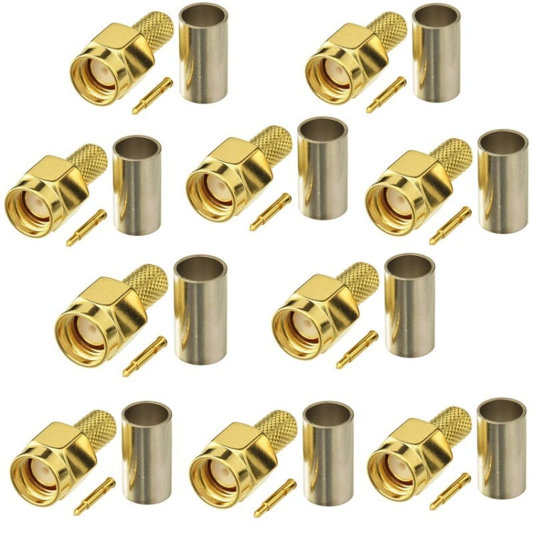 10pcs SMA Male Plug Connector Crimp For RG58 / LMR195 / RG142 / RG400 by buy2fix