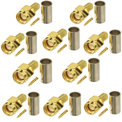 10pcs SMA Male Plug Connector Crimp For RG58 / LMR195 / RG142 / RG400 by buy2fix
