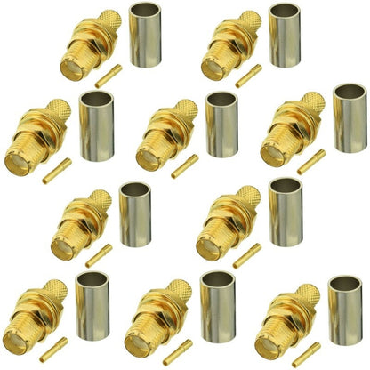 10pcs SMA Female Plug Connector Crimp For RG58 / LMR195 / RG142 / RG400 by buy2fix