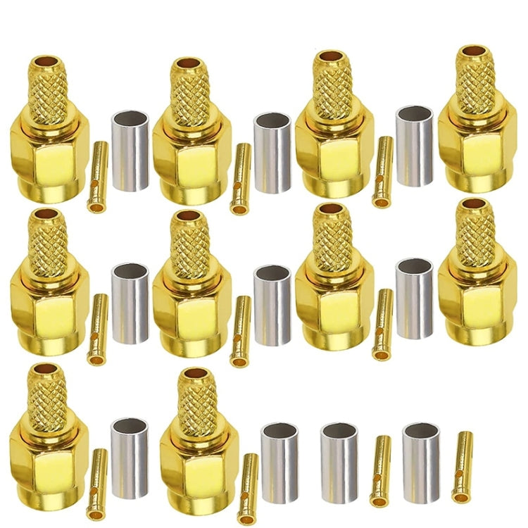10pcs RP SMA Male Plug Connector Crimp For RG58 / LMR195 / RG142 / RG400 by buy2fix