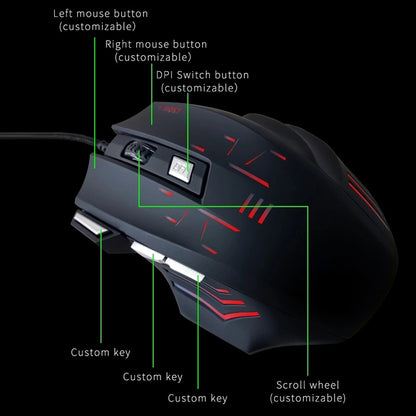 MOS7 7 Keys One-click Combo Custom Keyboard Shortcuts Game Mice, Cable Length: 2m(Black) by buy2fix