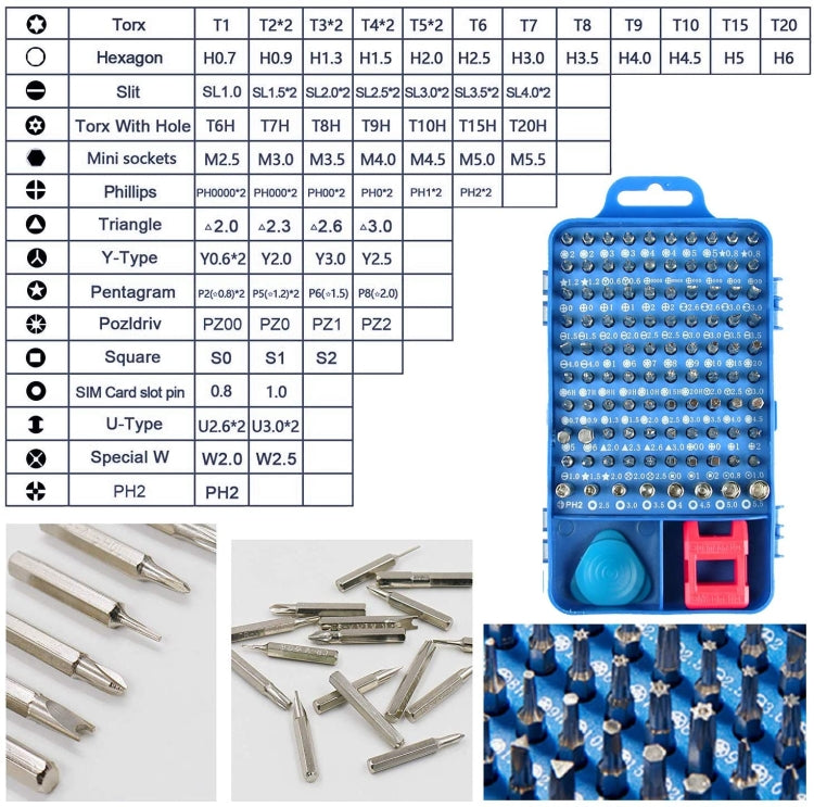 110 in 1 Watch Mobile Phone Disassembly Maintenance Tool Multi-function Chrome Vanadium Steel Screwdriver Set(Blue) - Screwdriver Set by buy2fix | Online Shopping UK | buy2fix