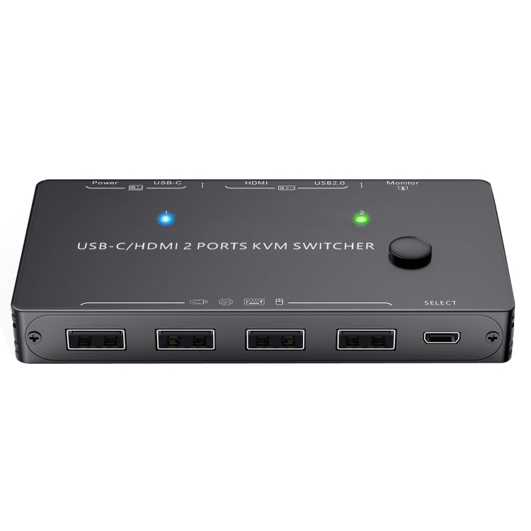 KCEVE-201TC HDMI +Type-C Input 2 In 1 Out 4K 60HZ KVM HD Switcher(Black) by buy2fix