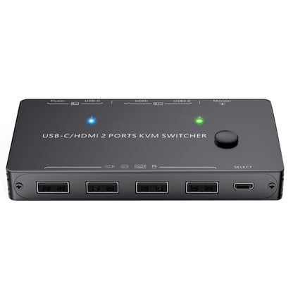 KCEVE-201TC HDMI +Type-C Input 2 In 1 Out 4K 60HZ KVM HD Switcher(Black) by buy2fix