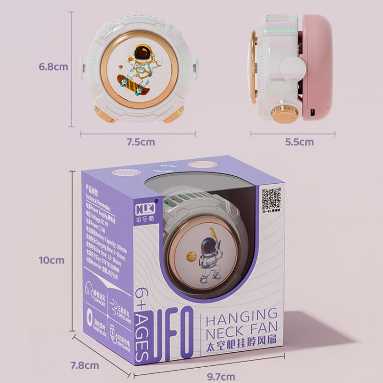 MD666-3 Cartoon Space Capsule Mini Portable Bladeless Hanging Neck Fan(Pink) by buy2fix