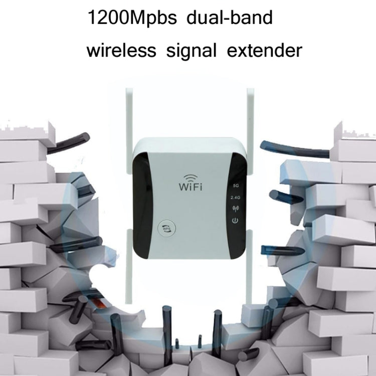 KP1200 1200Mbps Dual Band 5G WIFI Amplifier Wireless Signal Repeater, Specification:UK Plug(White) by buy2fix
