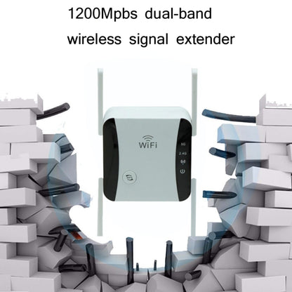 KP1200 1200Mbps Dual Band 5G WIFI Amplifier Wireless Signal Repeater, Specification:UK Plug(White) by buy2fix