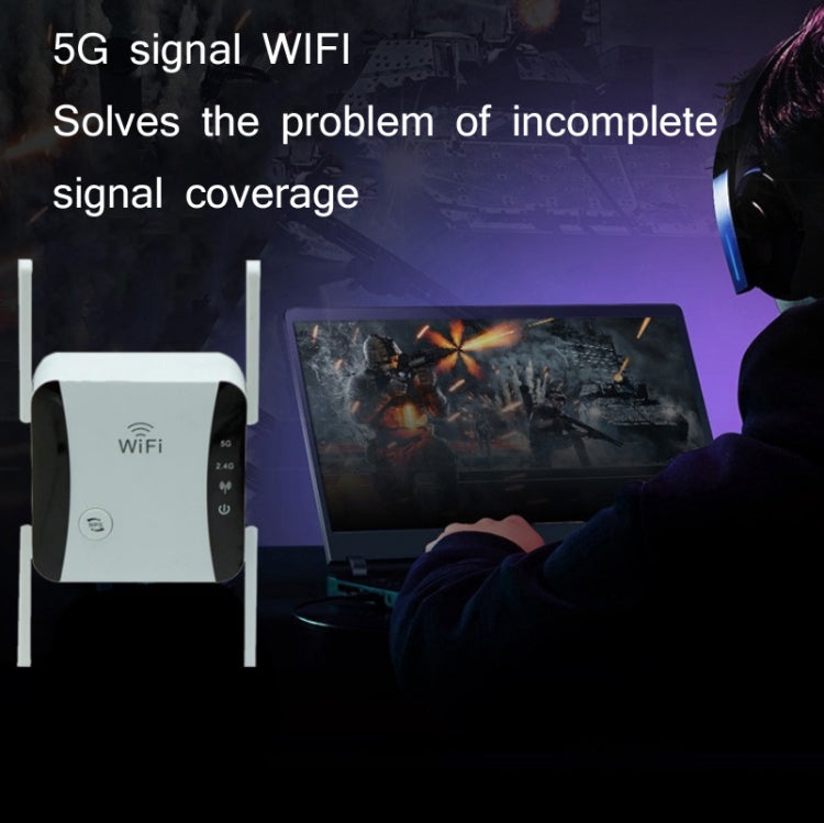 KP1200 1200Mbps Dual Band 5G WIFI Amplifier Wireless Signal Repeater, Specification:UK Plug(White) by buy2fix