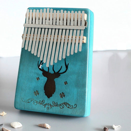 17-tone Kalimba Portable Thumb Piano, Style:Mahogany-Blue (Classic Deer) - Keyboard Accessories by buy2fix | Online Shopping UK | buy2fix