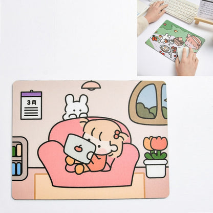 5 PCS Creative Cute Cartoon Rabbit Girl Mouse Pad Laptop Student Mouse Pad(Sofa) by buy2fix