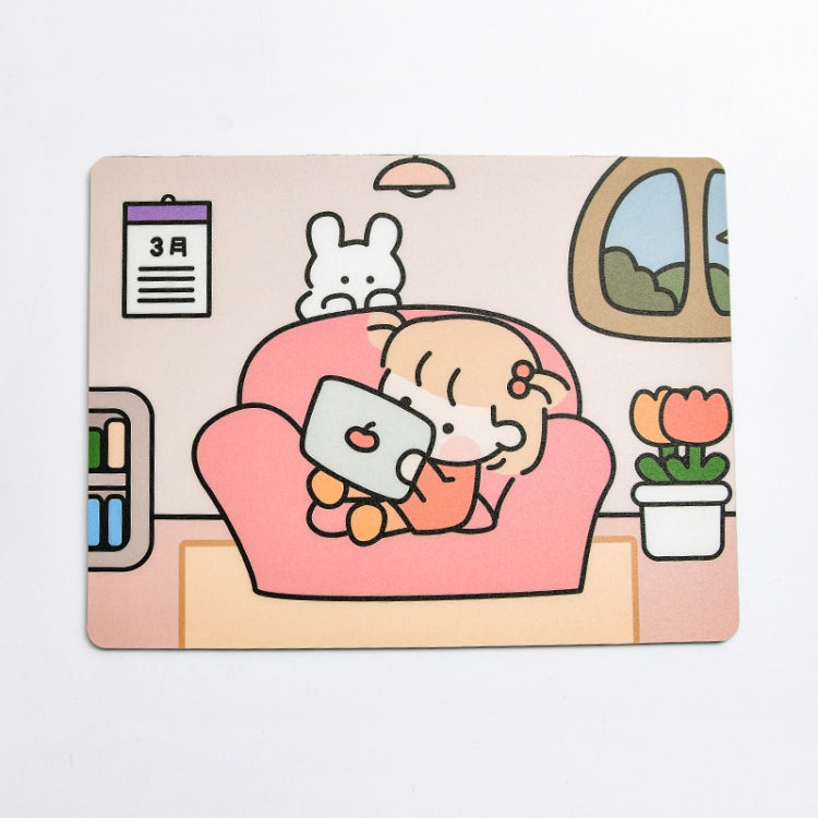 5 PCS Creative Cute Cartoon Rabbit Girl Mouse Pad Laptop Student Mouse Pad(Sofa) by buy2fix