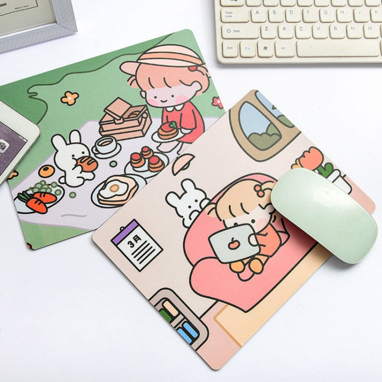 5 PCS Creative Cute Cartoon Rabbit Girl Mouse Pad Laptop Student Mouse Pad(Sofa) by buy2fix