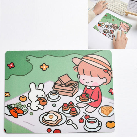 5 PCS Creative Cute Cartoon Rabbit Girl Mouse Pad Laptop Student Mouse Pad(Eating) by buy2fix