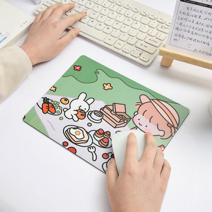 5 PCS Creative Cute Cartoon Rabbit Girl Mouse Pad Laptop Student Mouse Pad(Eating) by buy2fix