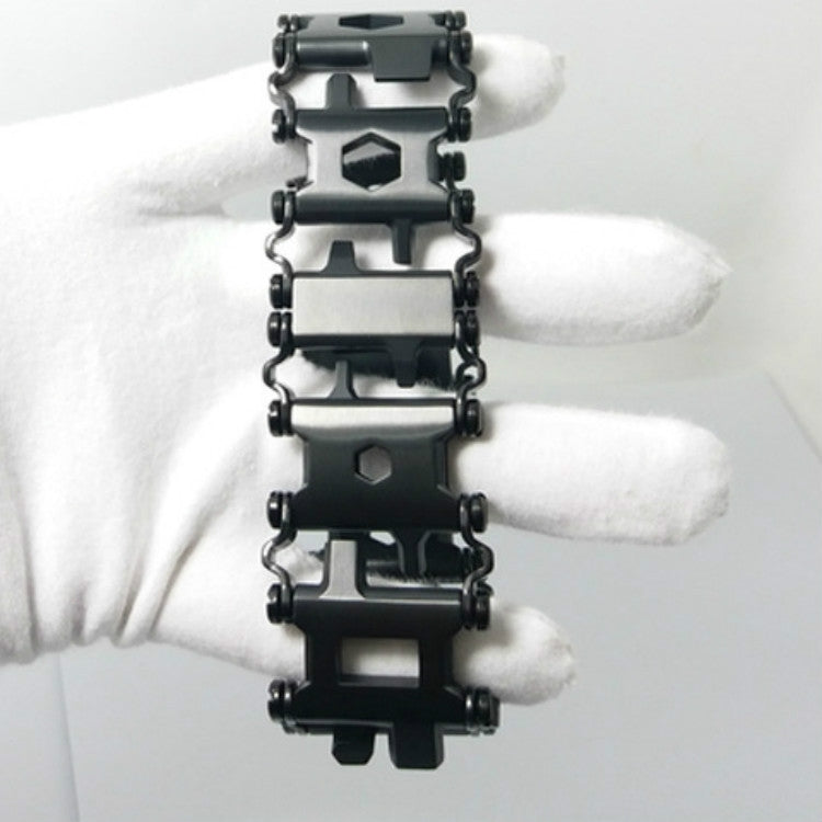 Multifunctional Stainless Steel Outdoor Survive Tool Bracelet for Men(Wide Black) by buy2fix