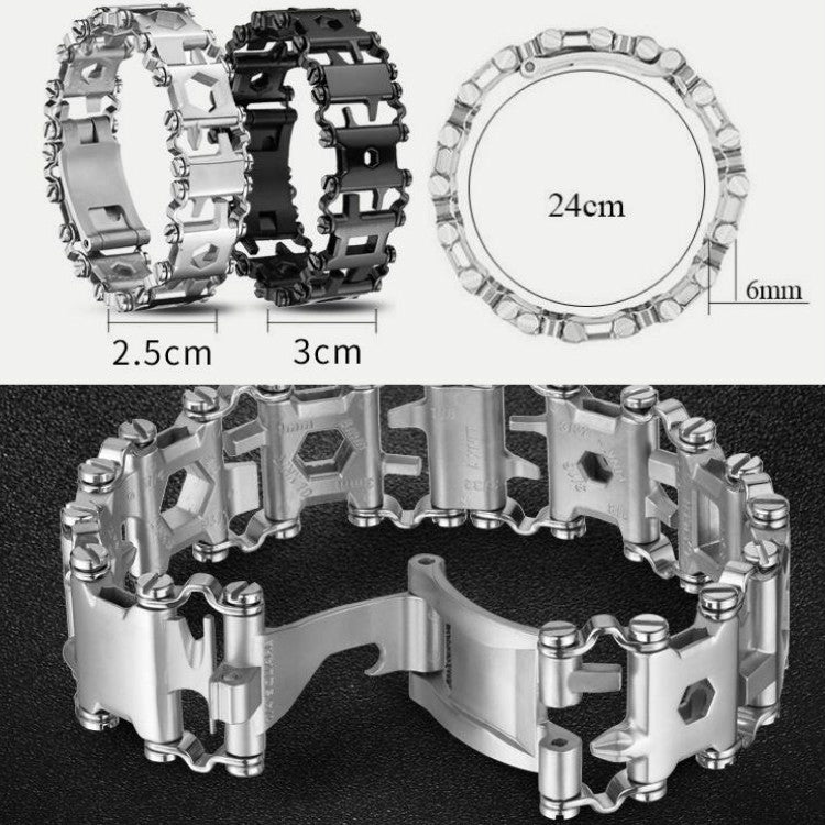 Multifunctional Stainless Steel Outdoor Survive Tool Bracelet for Men(Wide Black) by buy2fix