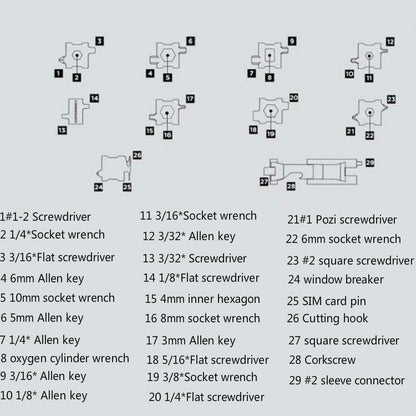 Multifunctional Stainless Steel Outdoor Survive Tool Bracelet for Men(Wide Black) by buy2fix