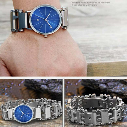 Multifunctional Stainless Steel Outdoor Survive Tool Bracelet for Men(Wide Black) by buy2fix