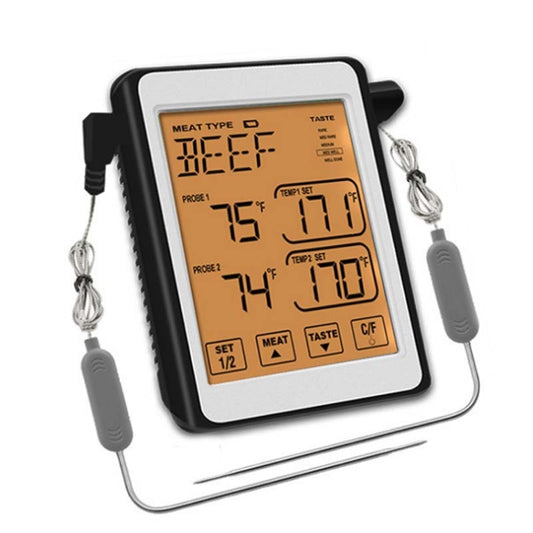 CH-212 Dual Probe Color Screen Smart Alarm Grill Kitchen Thermometer, Color:Orange Backlight - Cooking Thermometers by buy2fix | Online Shopping UK | buy2fix