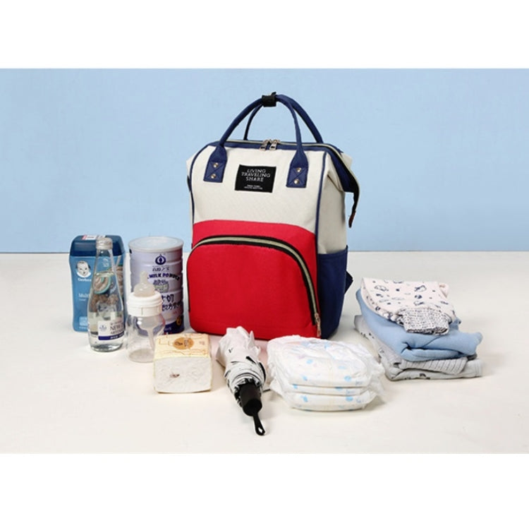 Mummy Bag Large Capacity Multifunctional Backpack Waterproof Baby Bottle Diaper Bag(Red Beige Blue) - Double-shoulder Bags by buy2fix | Online Shopping UK | buy2fix